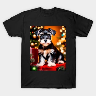 Cute Schnauzer Puppy Dog Christmas T-Shirt